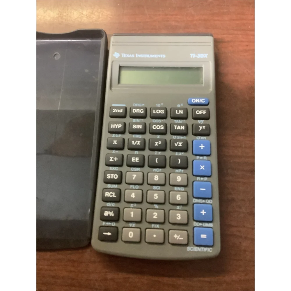 Texas Instruments TI 30X Calculator LCD Gray With Cover For Parts